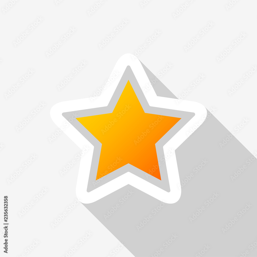Golden star icon with long shadow on white background. Vector Illustration EPS 10 Golden star icon with long shadow on white background. Vector Illustration EPS 10