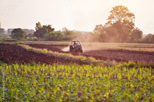 Field tractors are prepared because of growing agricultural crops in Asia.