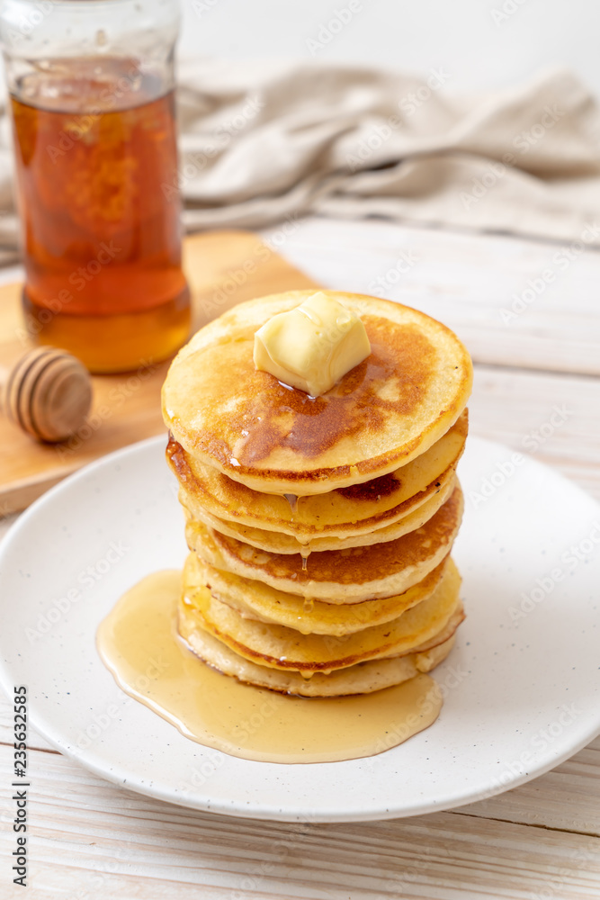 pancakes with butter and honey pancakes with butter and honey