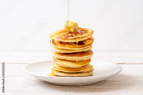 pancakes with butter and honey