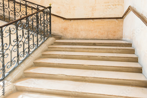 Marble staircase with stairs in luxury hall