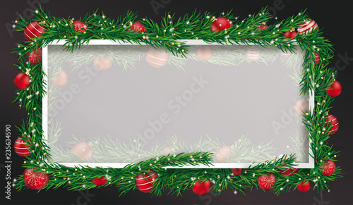 Frame Green Christmas Twigs Header