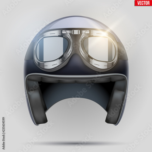 Vintage motorcycle helmet with goggles