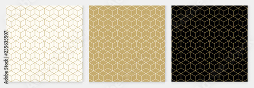 Background pattern seamless cube abstract gold luxury color geometric vector.