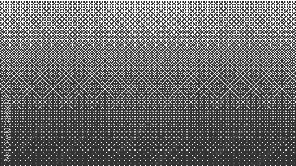 Halftone gradient pattern horizontal vector illustration. Ornament pattern. Black white dotted background. Fabric texture. Geometric background. Halftone gradient pattern horizontal vector illustration. Ornament pattern. Black white dotted background. Fabric texture. Geometric background.