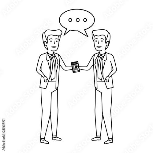 elegant businessmen with speech bubble