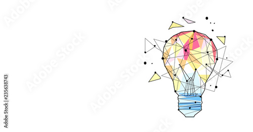 inspiration light lamp creative idea concept sketch doodle horizontal isolated flat