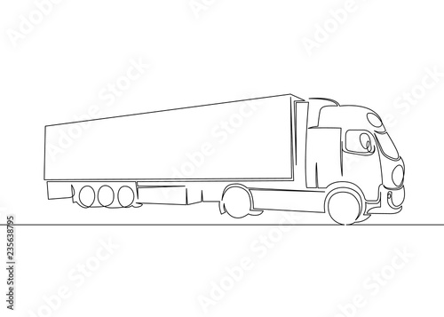 Truck with Cargo Trailer Driving