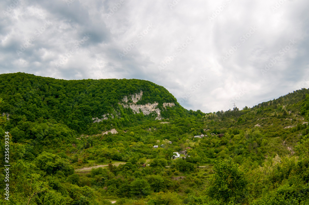 mountain landscape in the daytime. Caucasian mountains of Abkhazia.