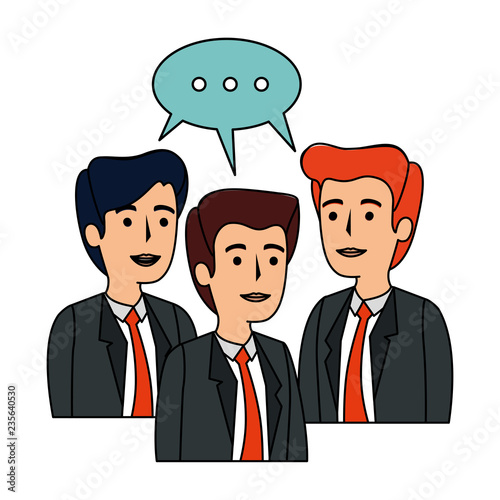 elegant businessmen with speech bubble