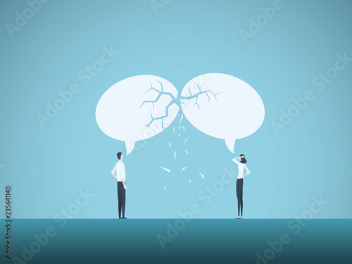 Business communication breakdown vector concept. Symbol of misunderstanding, negotiation problems, miscommunication, argument.