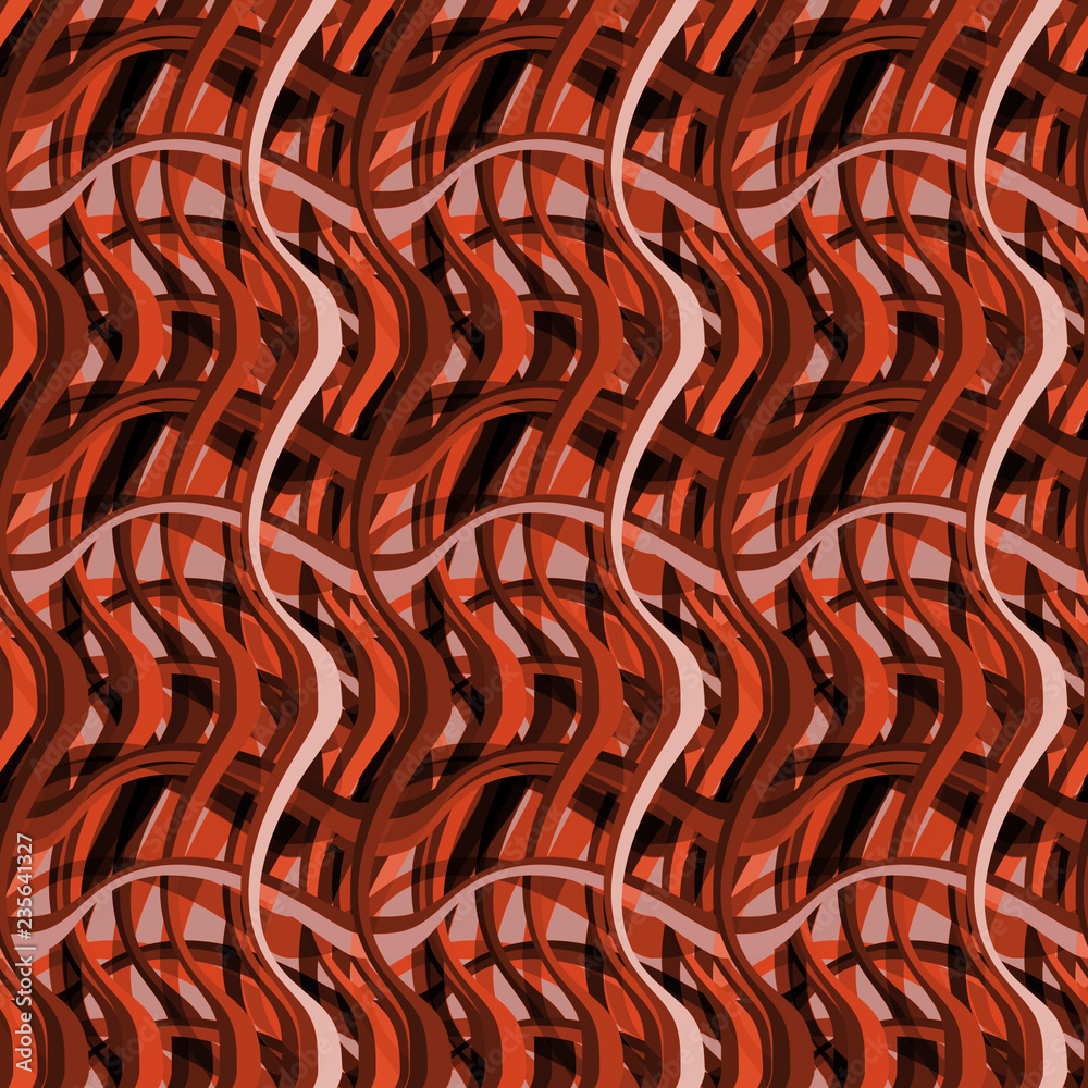 Fototapeta premium Seamless pattern background with multi-colored wavy lines.