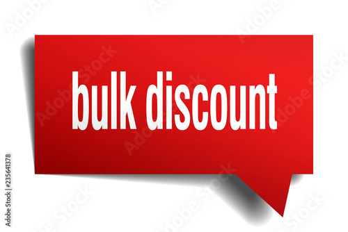 bulk discount red 3d speech bubble