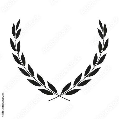 Laurel wreath placed on white. Vector icon illustration.