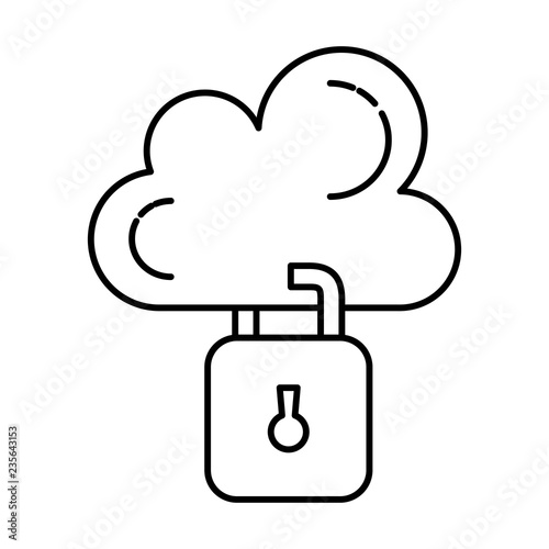 cloud computing server with padlock