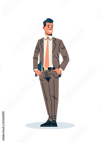businessman holding documents folder business man office worker male cartoon character isolated flat full length vertical