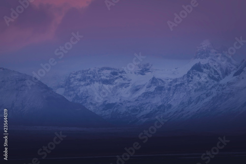 Colorful sunset over Vatnajokull National Park