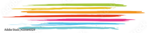 Header with horizontal, colored brushstrokes in fresh colors / vector