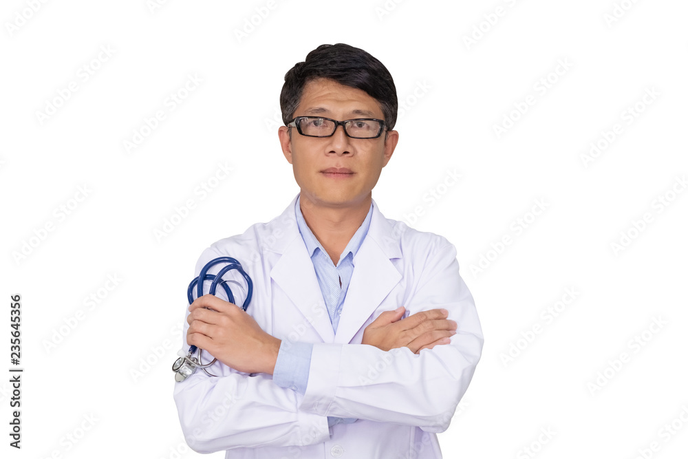 Portrait male doctor isolated on white background Portrait male doctor isolated on white background