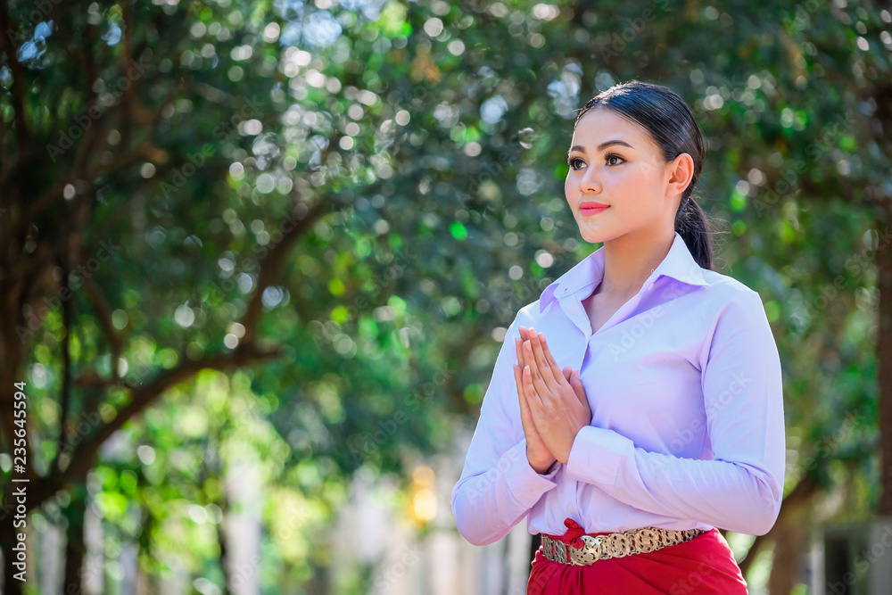 Young woman with rehearsal style Thai style. Young woman with rehearsal style Thai style.