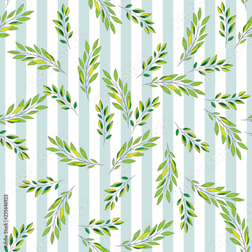 Vector background. Exotic plants on a striped background. Vintage style.