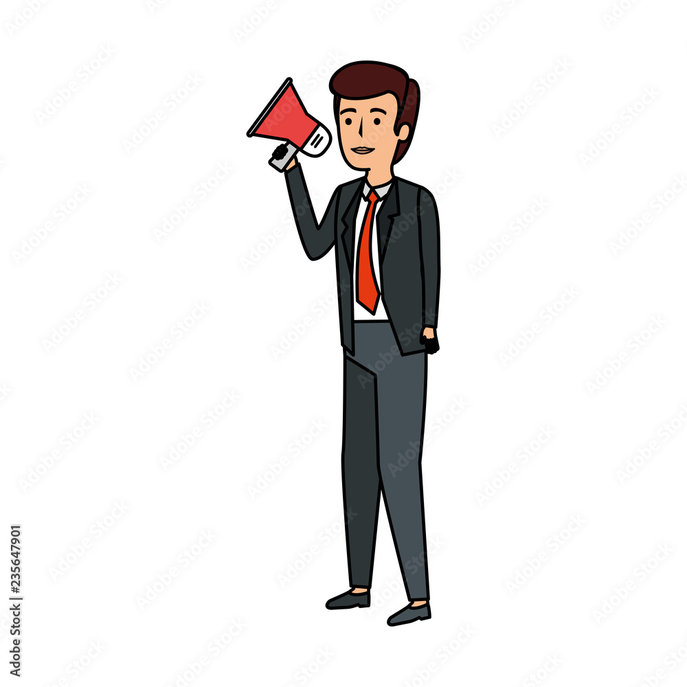 elegant businessman with megaphone elegant businessman with megaphone