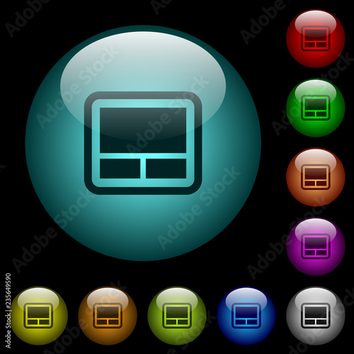 Laptop touchpad icons in color illuminated glass buttons