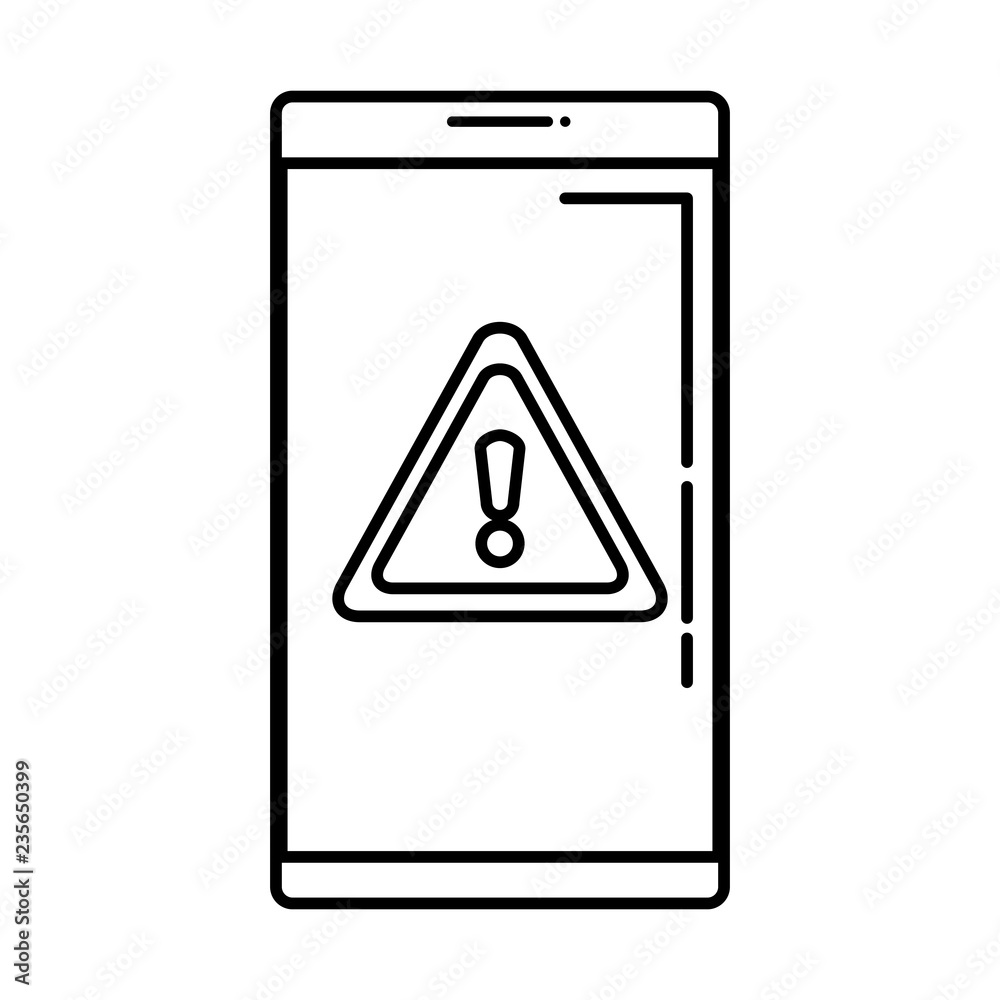 smartphone with alert symbol smartphone with alert symbol