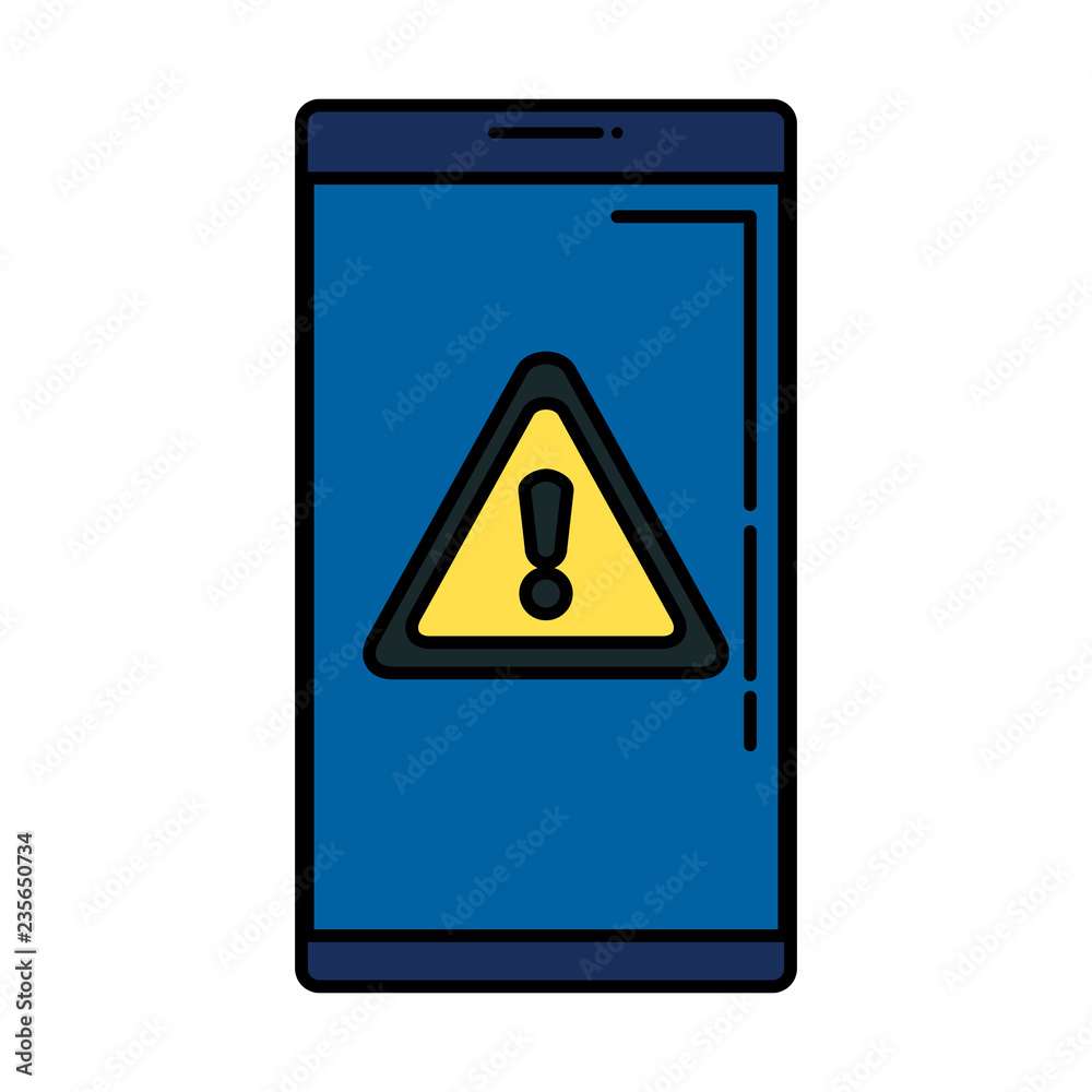 smartphone with alert symbol smartphone with alert symbol