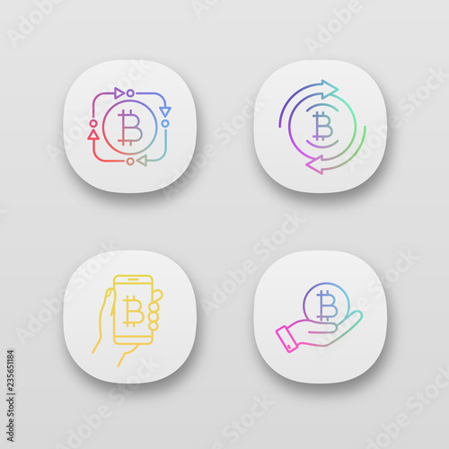Bitcoin cryptocurrency app icons set