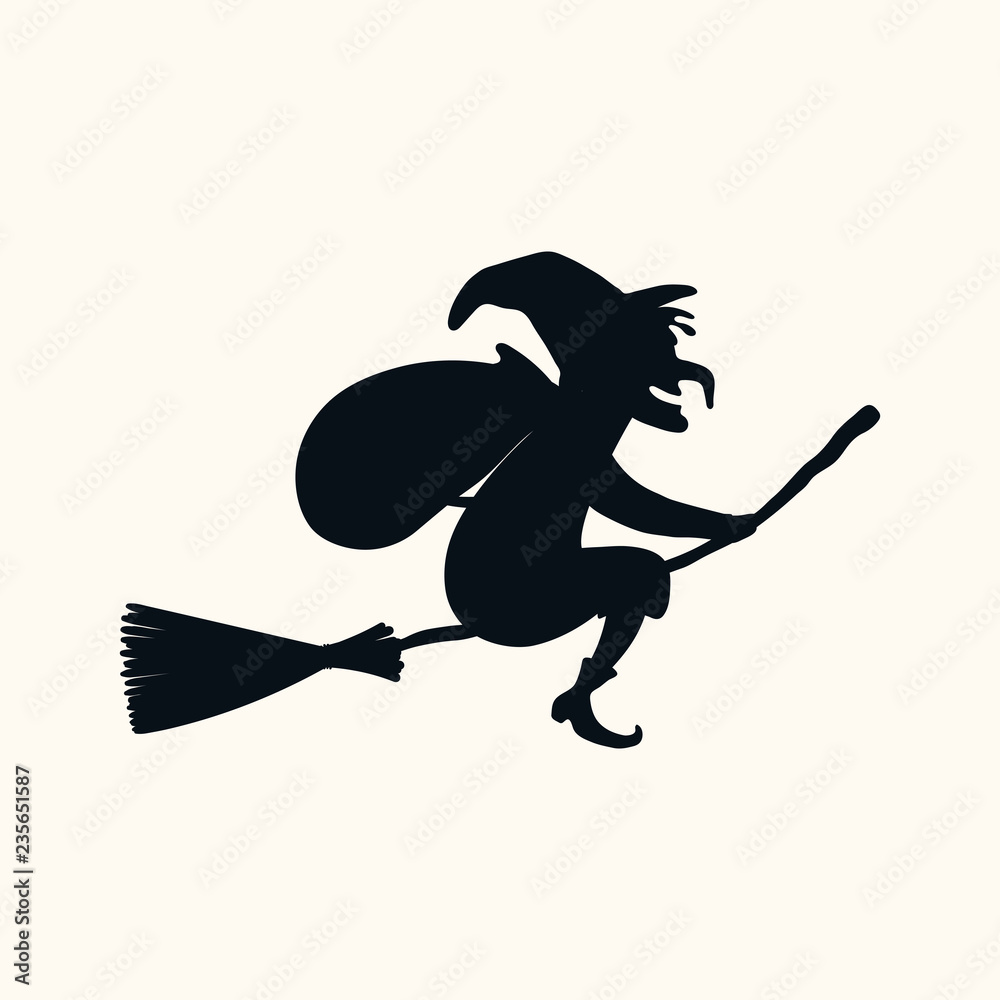 Hand Drawn Vector Illustration Witch Befana Flying Broomstick Stockings  Italian Stock Vector by ©Maria_Skrigan 321096900