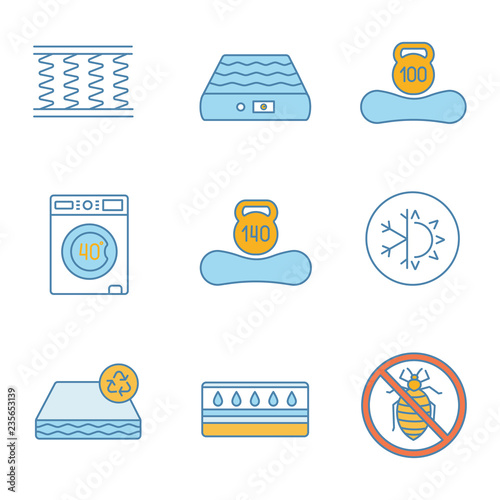 Mattress color icons set