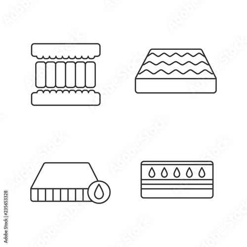 Orthopedic mattress linear icons set