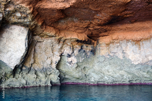 Fototapeta Naklejka Na Ścianę i Meble -  Scenic view of a colroful cave in Formentera Marine Reserve, Ibiza Balearic Islands Spain