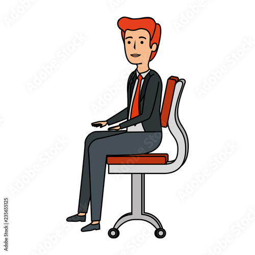 elegant businessman sitting in the chair