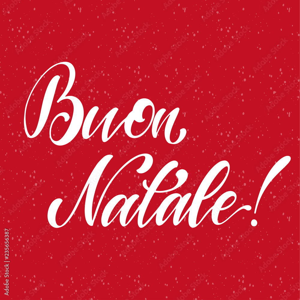 Merry Christmas Lettering on italian language. Elements for invitations, posters, greeting cards. T-shirt design. Seasons Greetings.