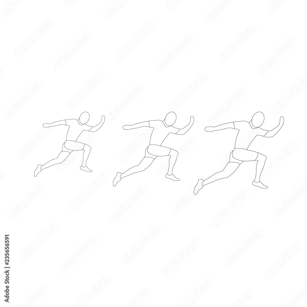 Set of male runner silhouette vector on white background. Healthy sport concept. Line style. Set of male runner silhouette vector on white background. Healthy sport concept. Line style.
