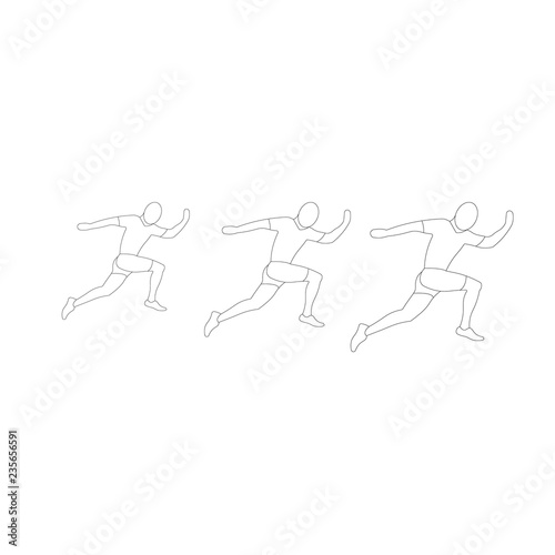 Set of male runner silhouette vector on white background. Healthy sport concept. Line style.
