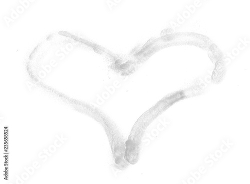 Fake snow spray heart shape isolated on white background © dule964