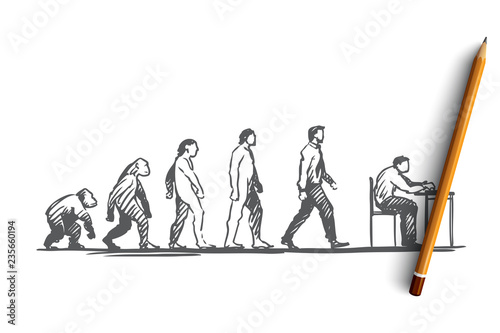 Obraz na płótnie Evolution, businessman, programmer, primitive concept