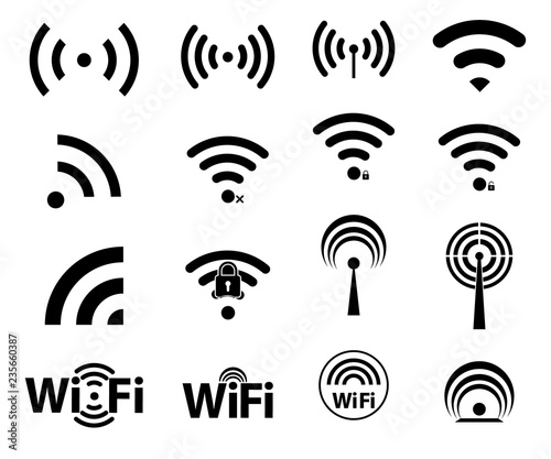 Black set wi-fi icons. wifi signal strength