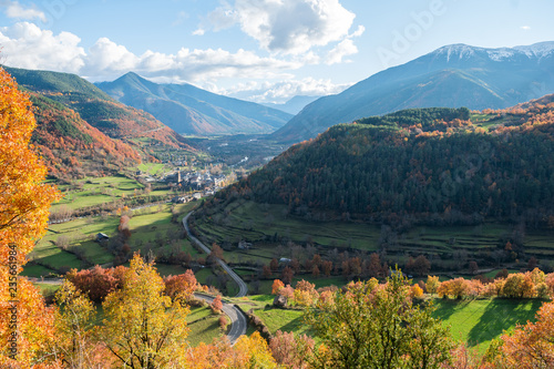 beautiful valley at pyrenees on autumn season, Spain