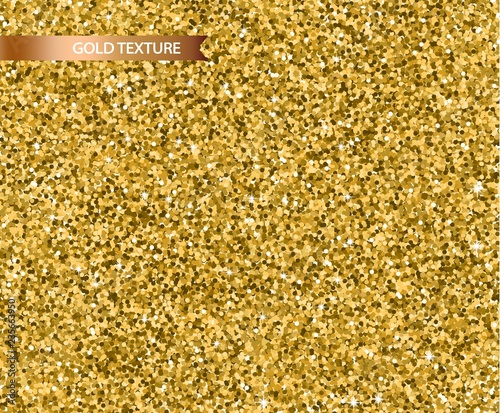 Golden glitter texture Vector realistic. Detailed 3d illustration decors temp...