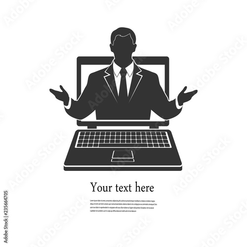 Man on the background of the computer. information technology concept. vector icon © dervish15