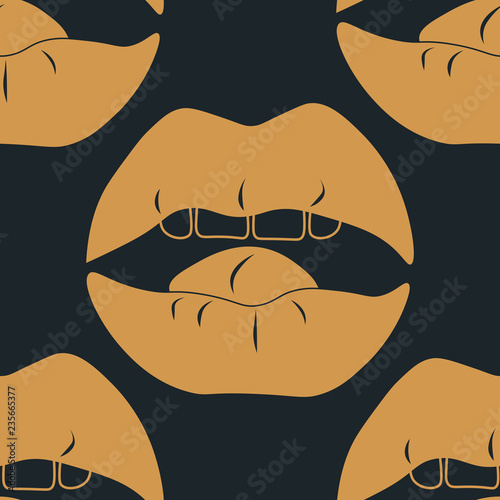 seamless abstract pattern with mouth, female lips, teeth, tongue