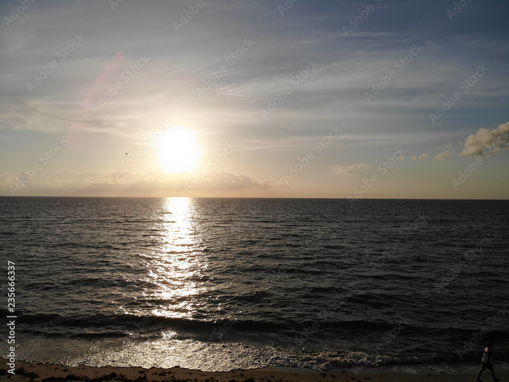 Aerial Drone shot above Sunny Isles Beach at time of sunrise, Florida Aerial Drone shot above Sunny Isles Beach at time of sunrise, Florida