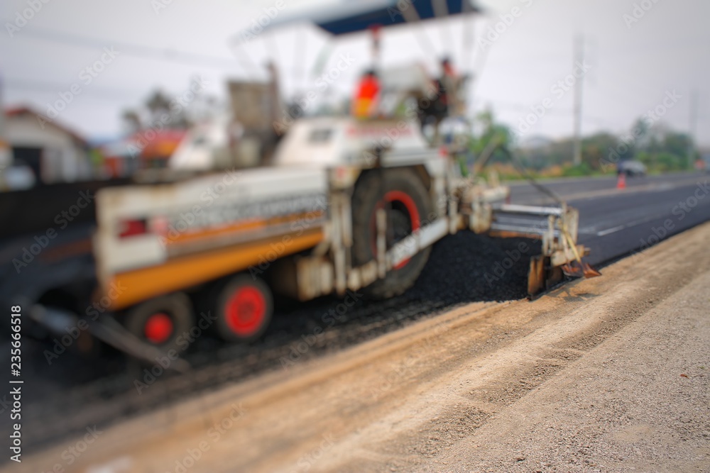 Road construction in Thailand, picture blurred Road construction in Thailand, picture blurred