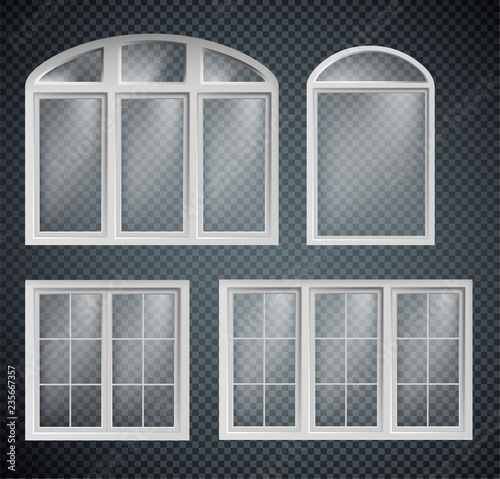 set of window frames isolated on transparent background