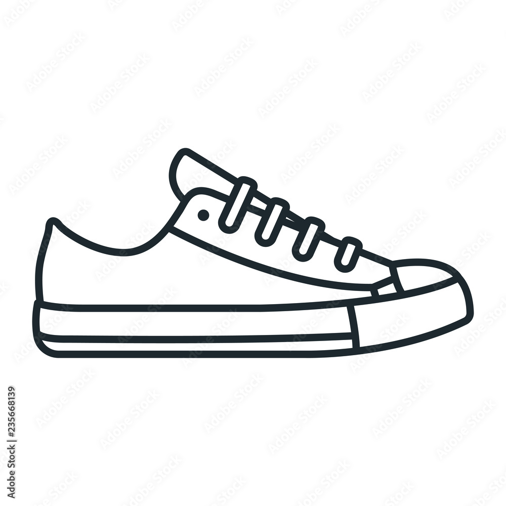 Sneaker Shoe Sport Outline Running Footwear Flat Line Stroke Icon Pictogram  Stock Vector | Adobe Stock