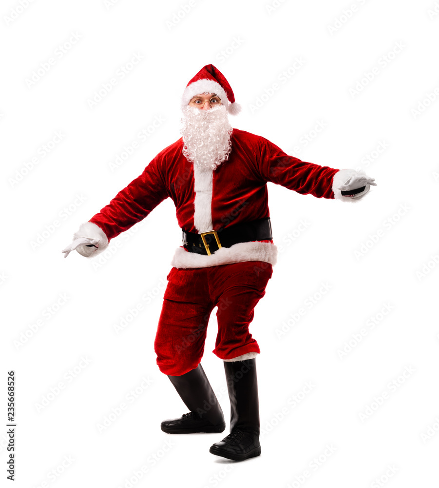 Santa Claus surfing isolated on white background Santa Claus surfing isolated on white background